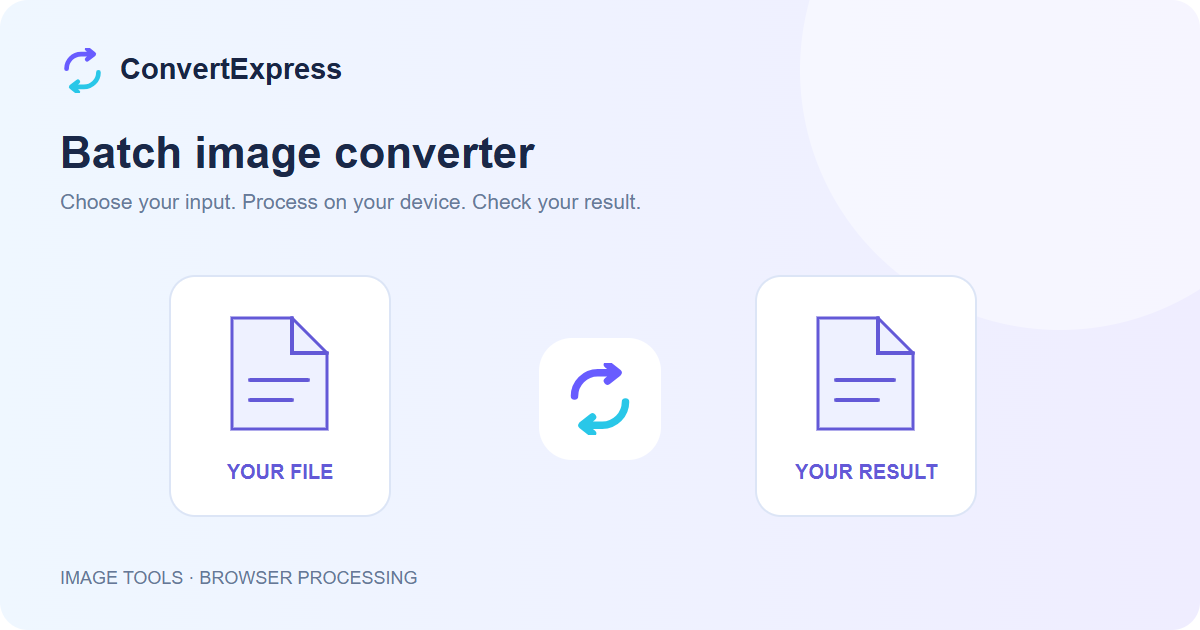 Batch image converter workflow: choose input, process on your device, and check the result