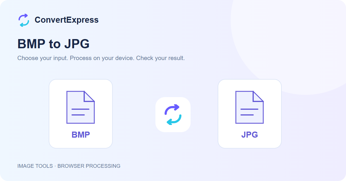 BMP to JPG workflow: choose input, process on your device, and check the result