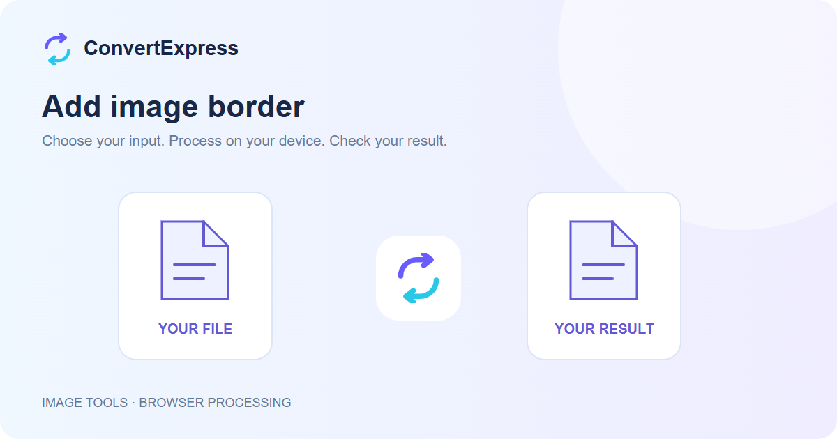 Add image border workflow: choose input, process on your device, and check the result