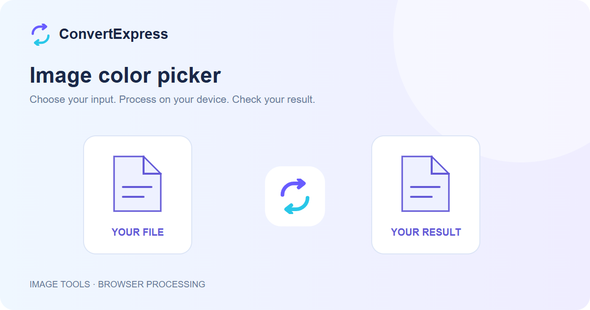 Image color picker workflow: choose input, process on your device, and check the result