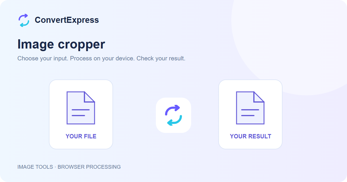 Image cropper workflow: choose input, process on your device, and check the result