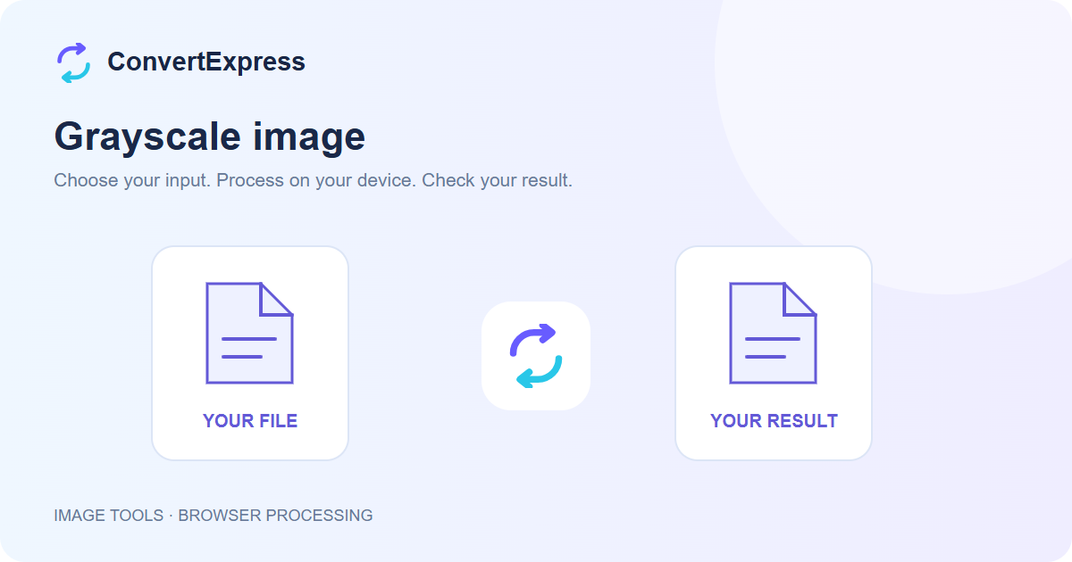 Grayscale image workflow: choose input, process on your device, and check the result