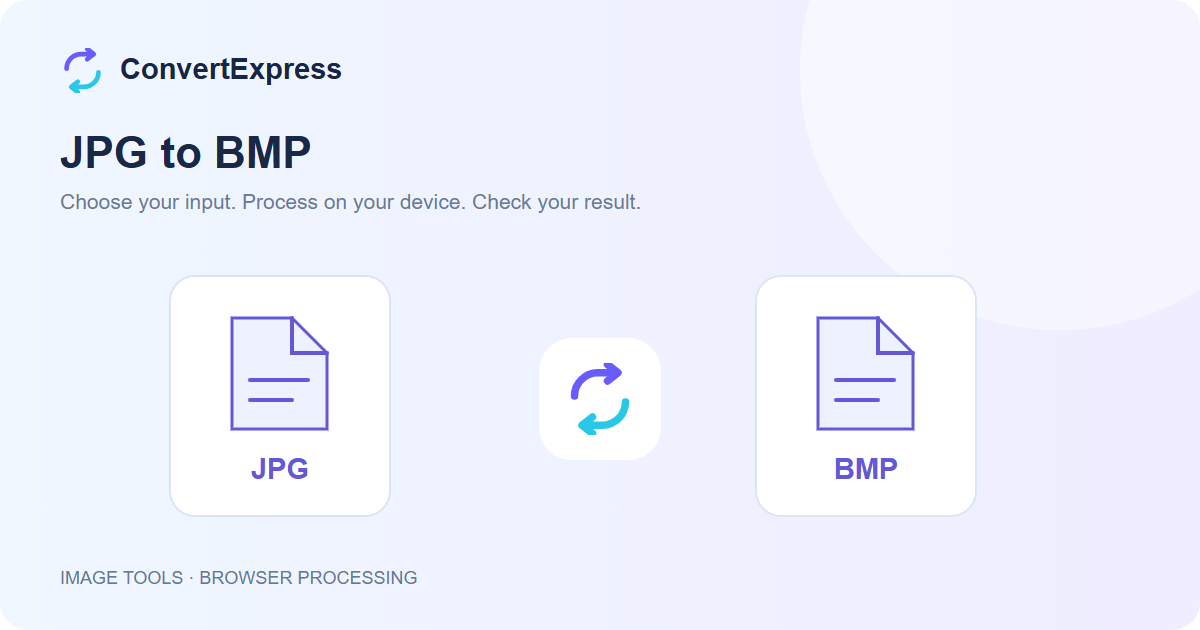 JPG to BMP workflow: choose input, process on your device, and check the result