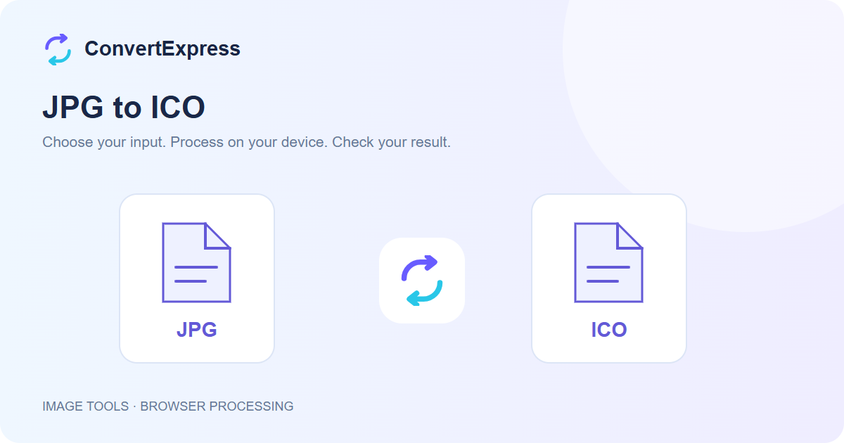 JPG to ICO workflow: choose input, process on your device, and check the result